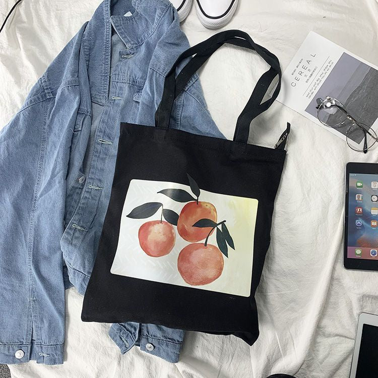 Ecobagi, Apples Tote bag, tote bag, Vancouver-based, Sustainable, Eco-friendly, durable, cotton, canvas, aesthetic, reusable, long-lasting, zipper lining, high quality, affordable